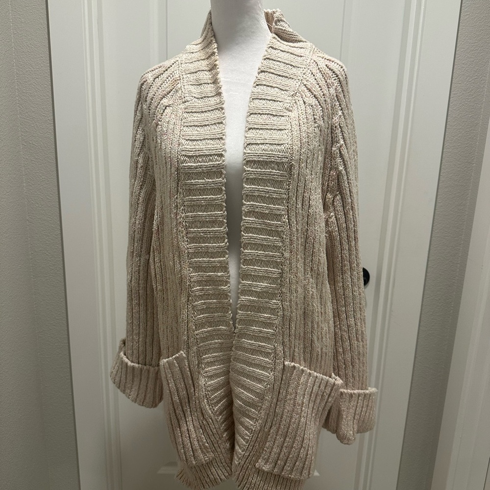 Free People Ribbed Cream Cardigan